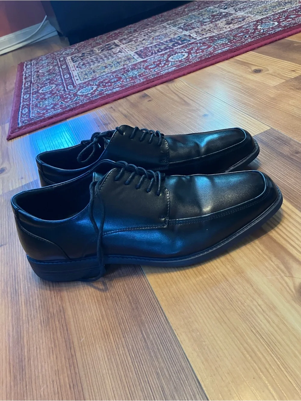 Men's Black Leather Lace-Up Derby Dress Shoes